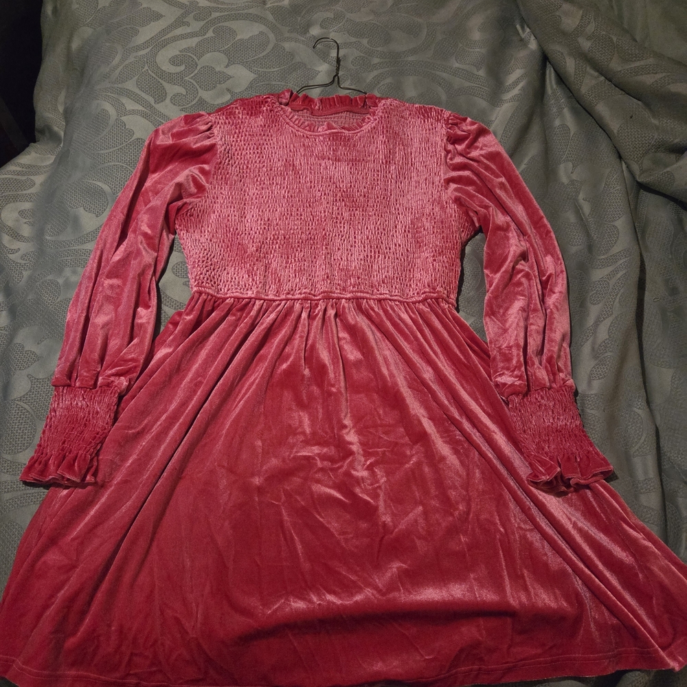 Elegant Pink Velvet Women Dress